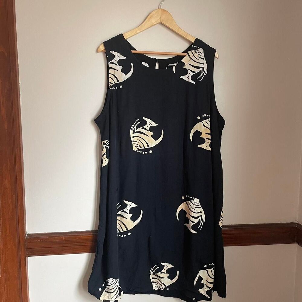 Vintage 90/Y2K Peppermint Bay Women's Black/White Fish Print Dress Fishermancore